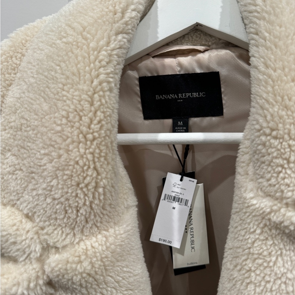 NWTS Banana Republic Cream Teddy Coat M - Picture 4 of 9